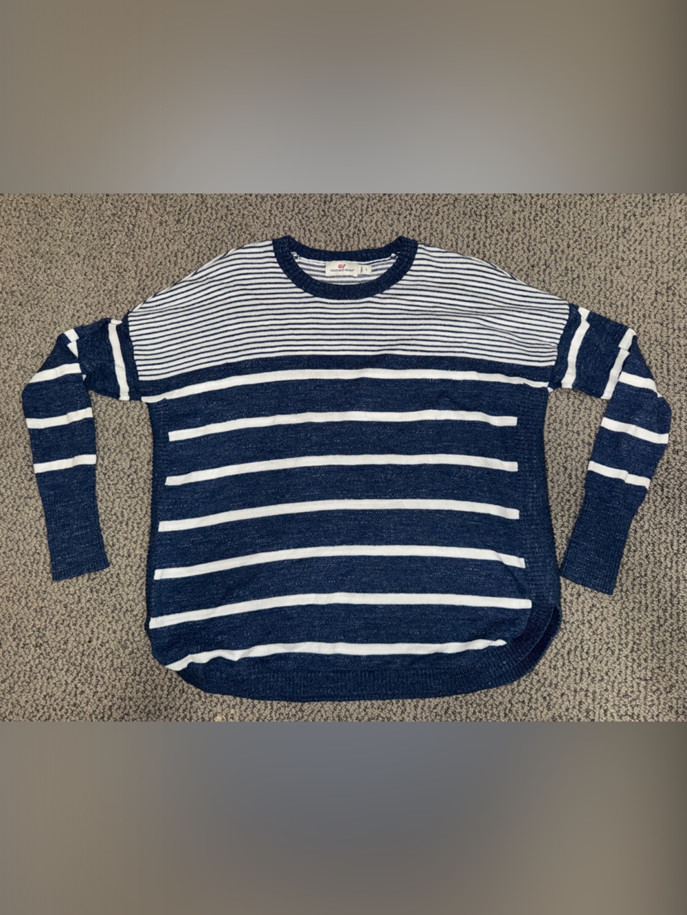 Vineyard Vines Navy and White Striped Crewneck Sweater